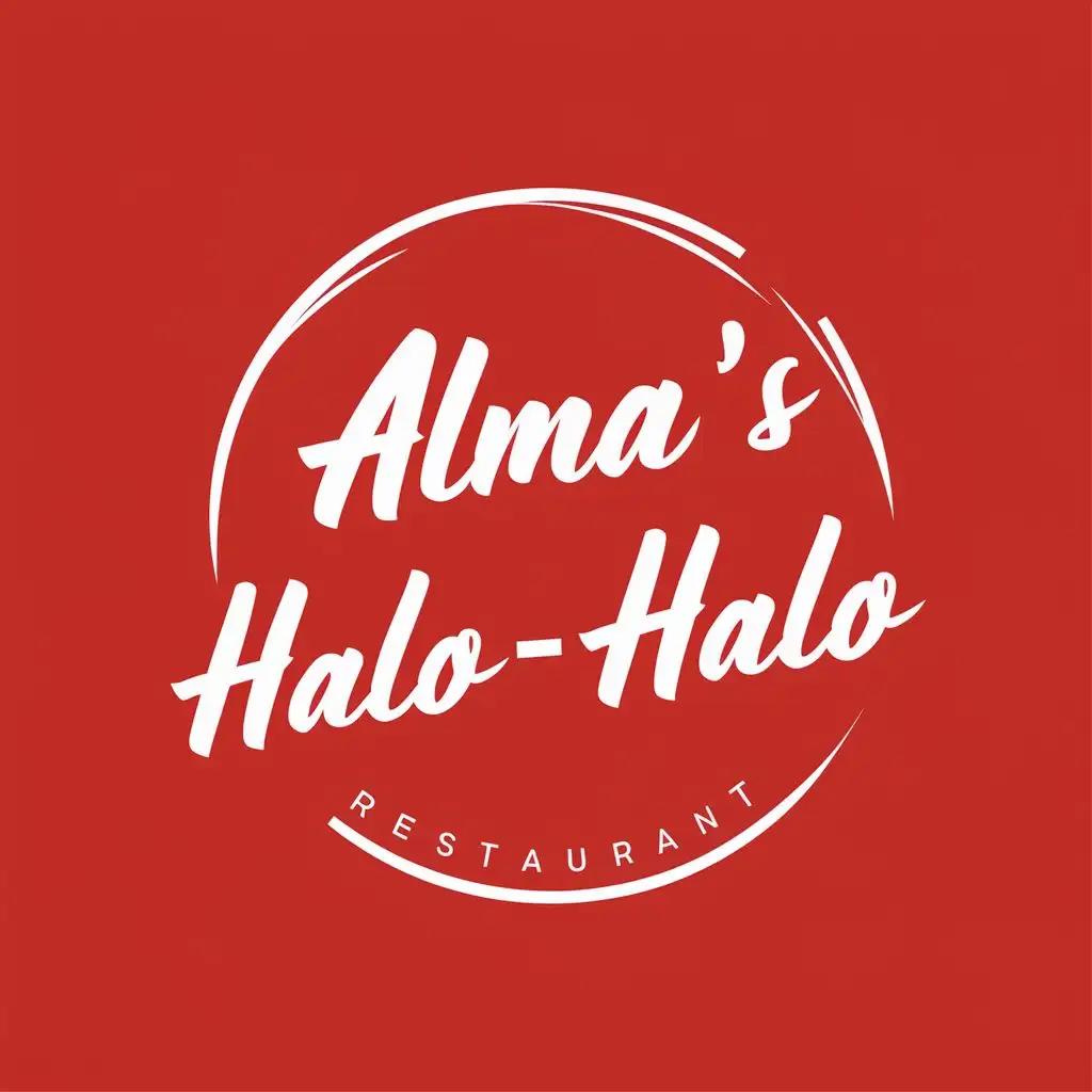 logo, Halo Halo, with the text "Alma's Halo-Halo", typography, be used in Restaurant industry