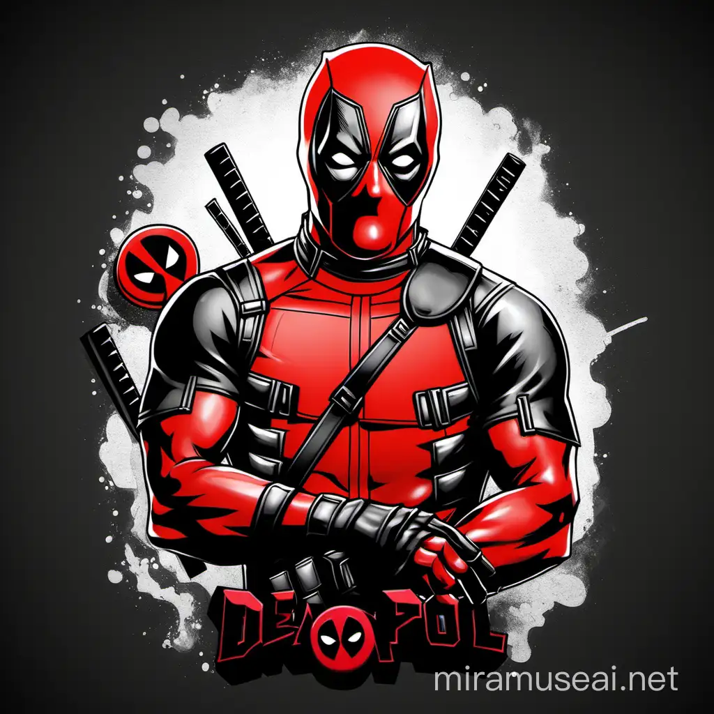 Dark Theme Deadpool Artwork Mysterious Mercenary in Shadowy Setting