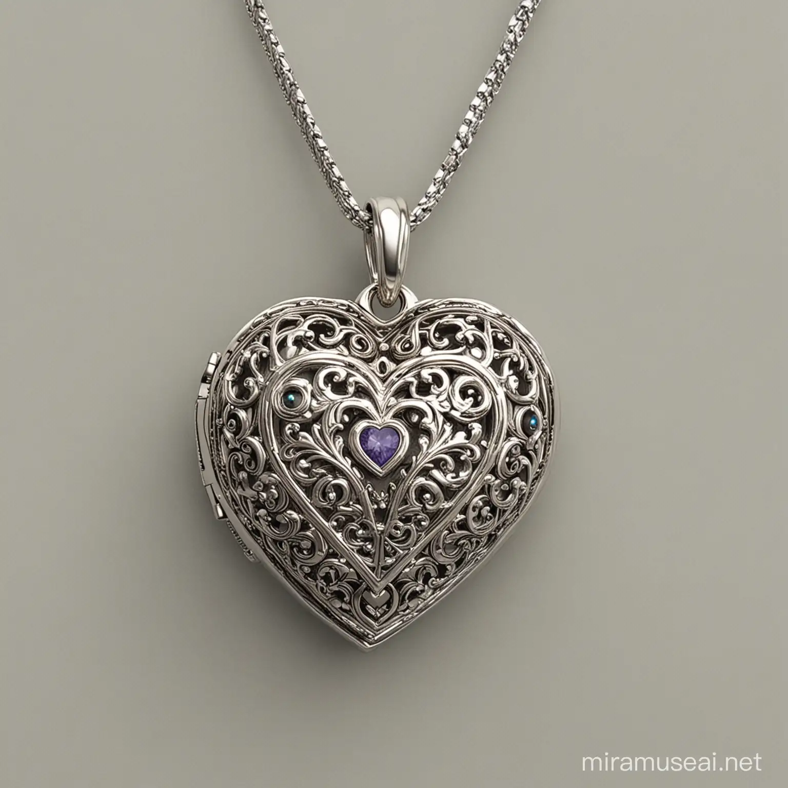 Intricately Detailed Heartshaped Pendant with Divine Symbolism