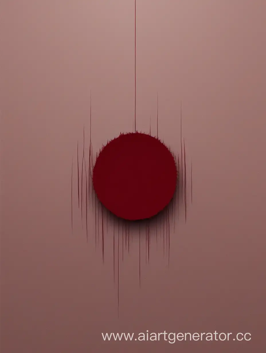 Minimalistic-Frayed-Circle-on-Dark-Red-Background