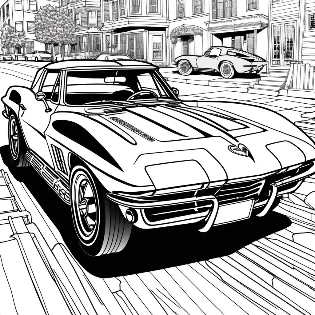 Classic Coloring Page Chevy Corvette 1967 Sketch for Relaxation
