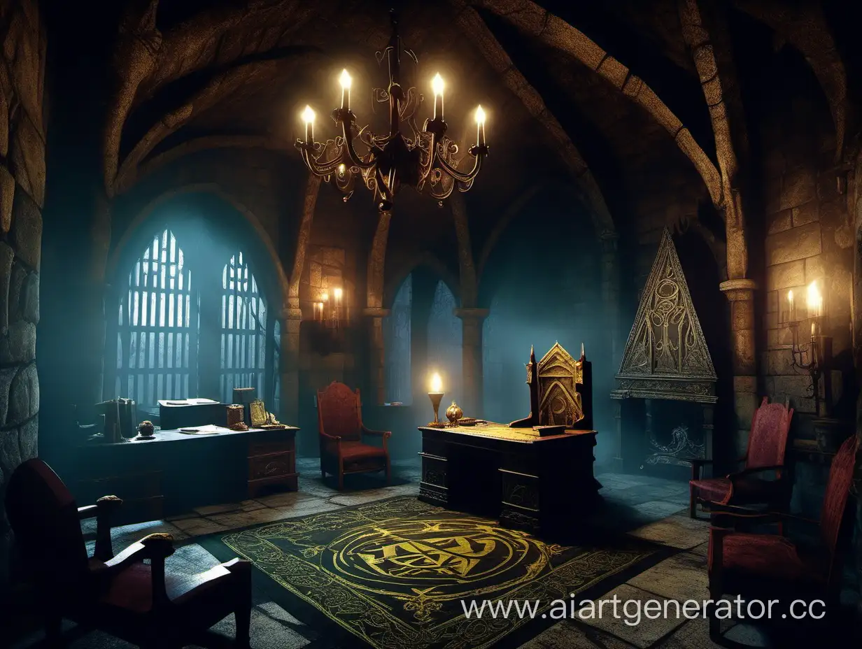 Средневековая комната офис короля злодея в мрачном замке легенда зельды