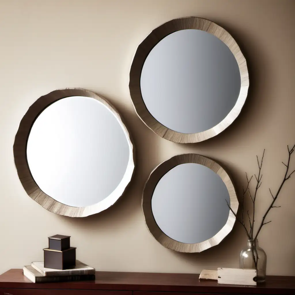 Eclectic Ensemble of Irregular Round Wall Mirrors for Contemporary Home Decor