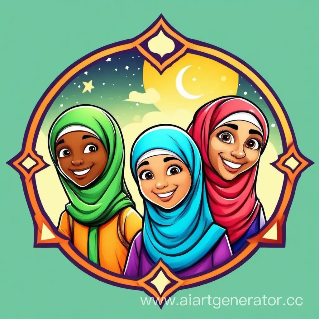 educational cartoon and muslim stories YouTube channel profile logo, create a playful and vibrant logo