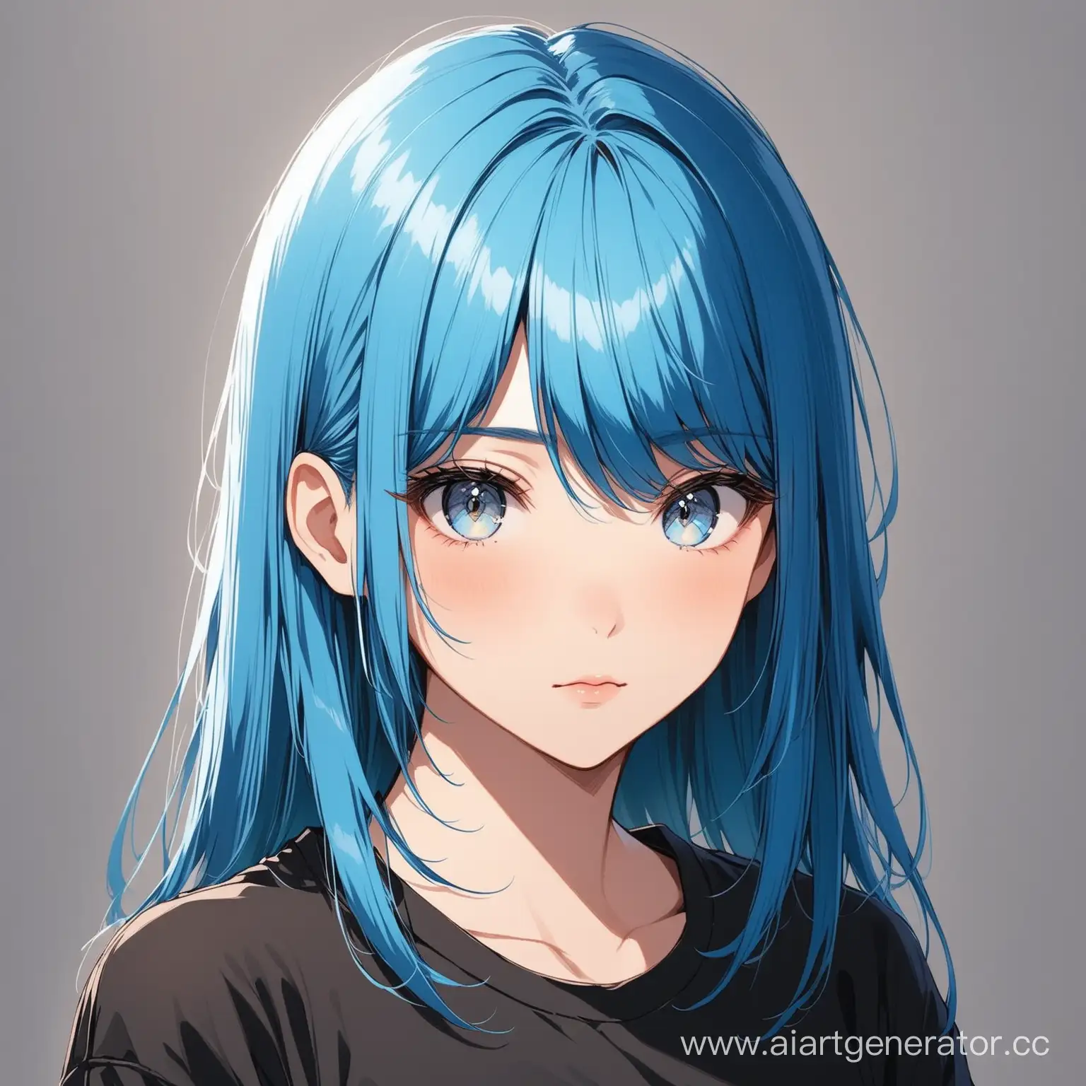 BlueHaired-Girl-with-Gray-Eyes-in-Black-Shirt