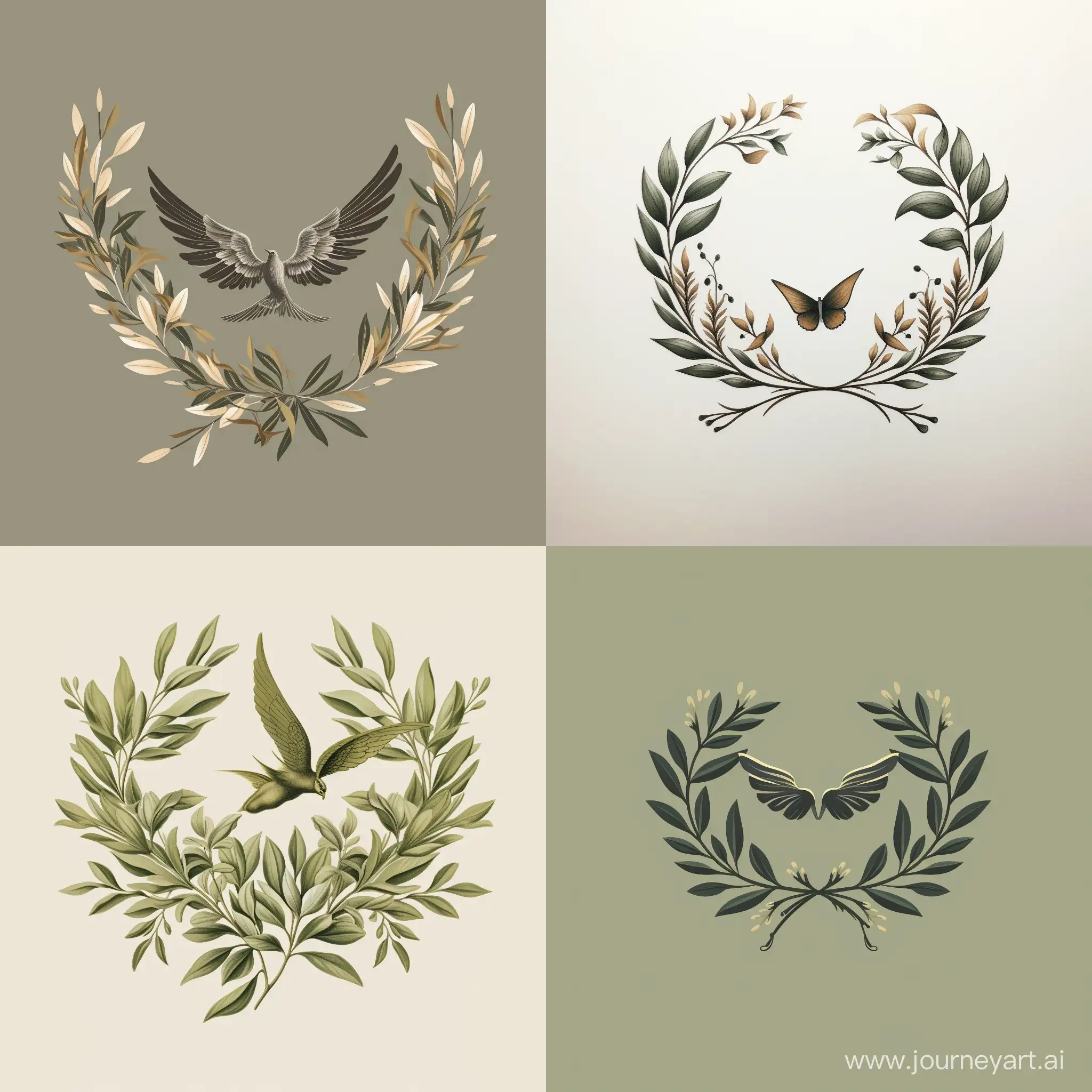 Elegant-Logos-with-Fluttering-Wings-and-Olive-Branches