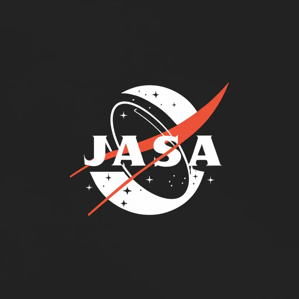 a logo design,with the text "JASA", main symbol:make a logo name JASA but use NASA design,Minimalistic,clear background