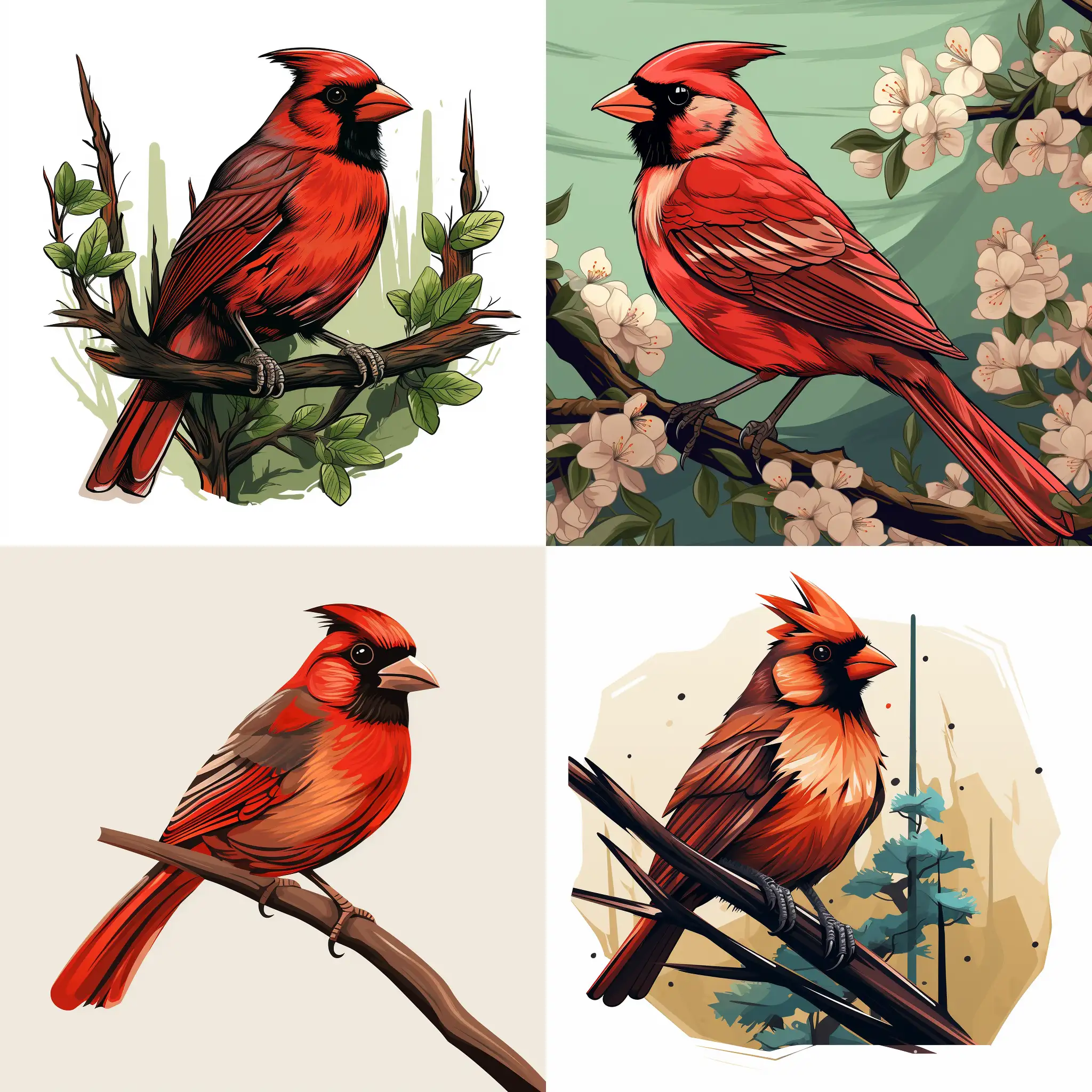 The Red Cardinal in vector style