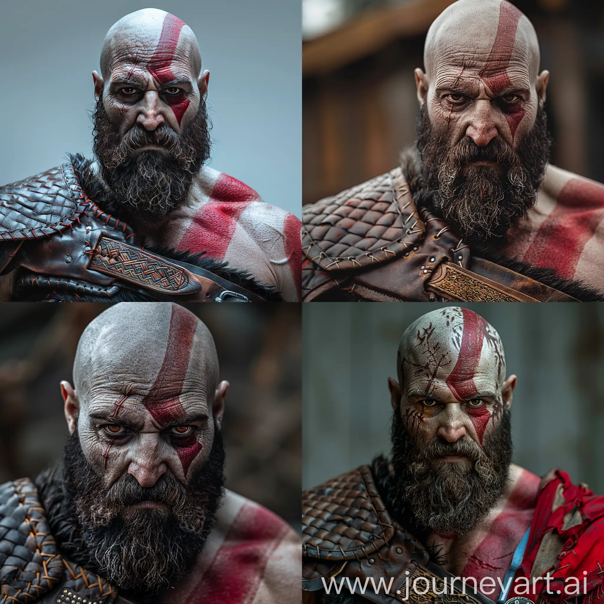  Triple H as kratos from god of war movie realistic --style raw --stylize 750