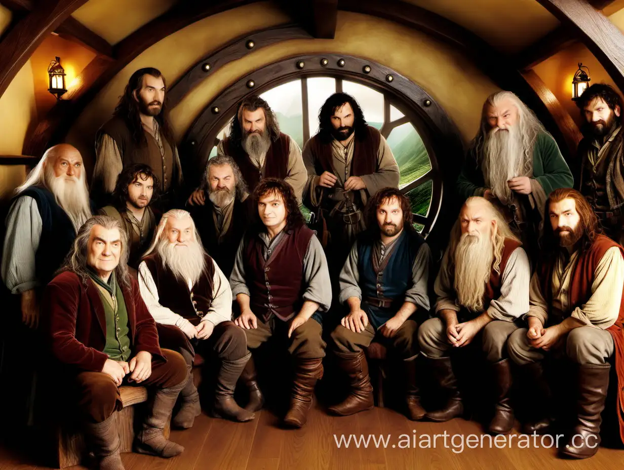 Fellowship-of-Dwarves-Gathered-in-Bilbo-Baggins-Home