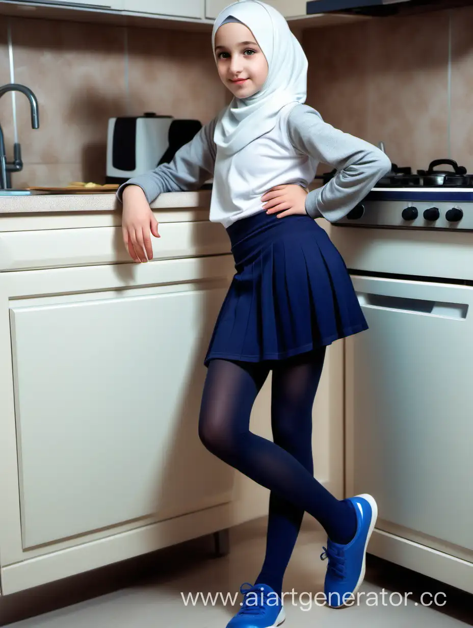 Russian-Girl-in-Hijab-Sitting-on-Kitchen-Table