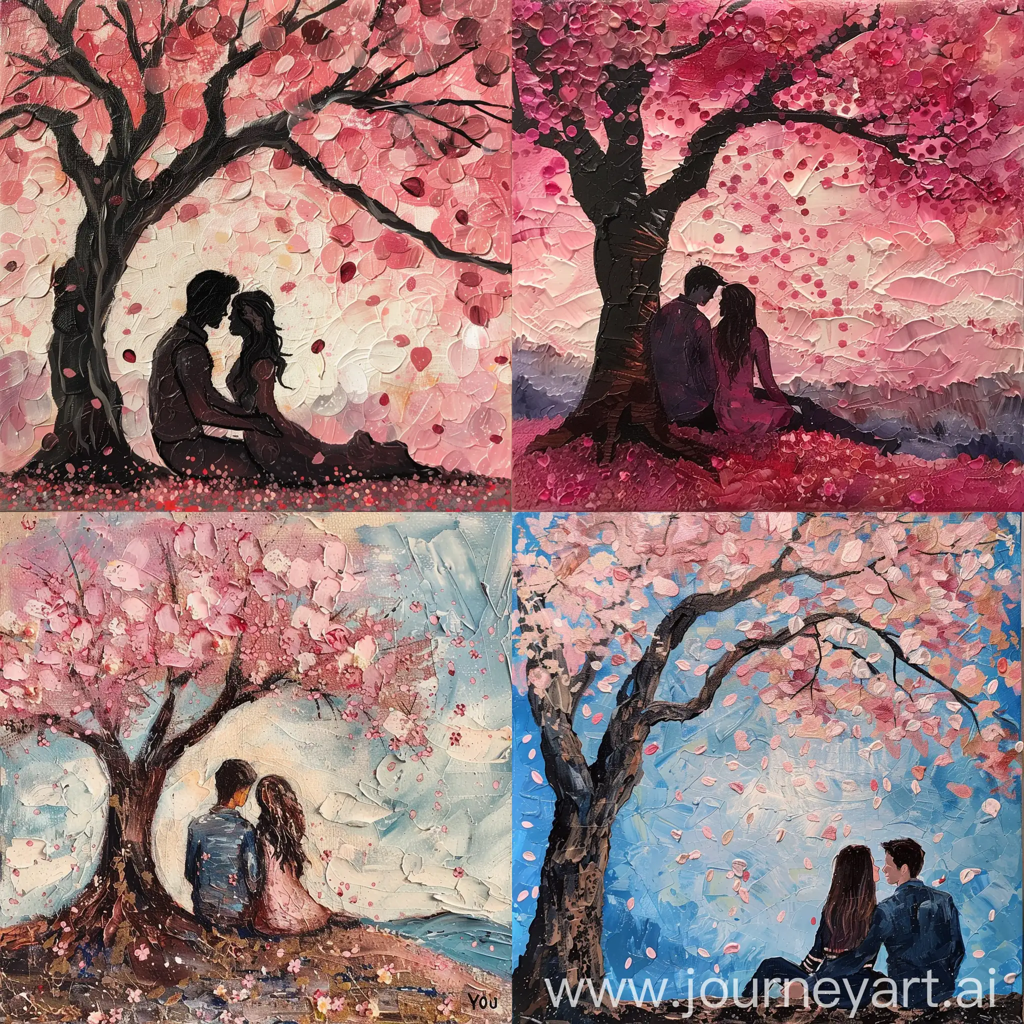 Romantic-Couple-Under-Cherry-Blossom-Tree-at-Sunset