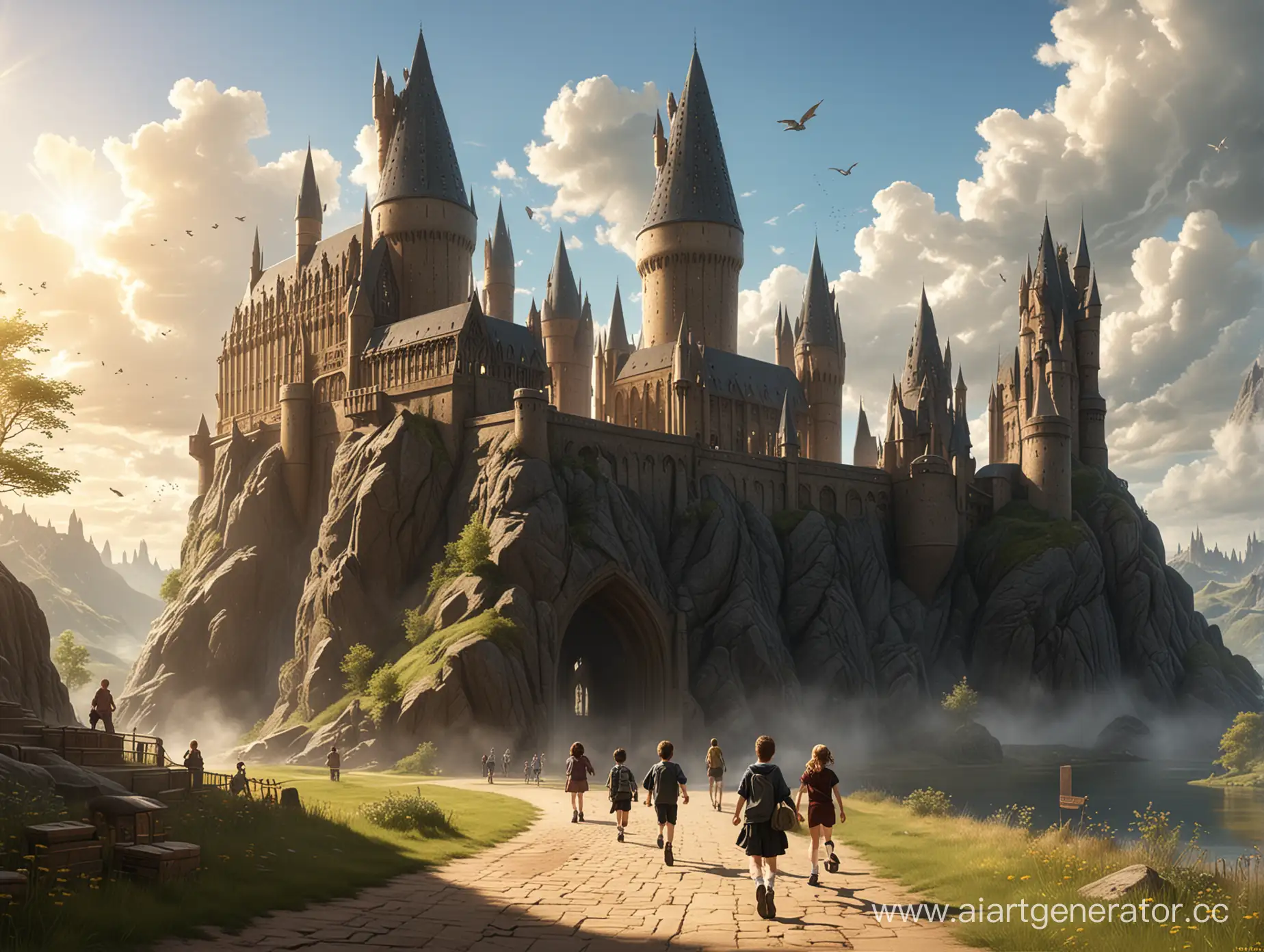 Joyful-Children-Playing-at-Hogwarts-on-a-Sunny-Day