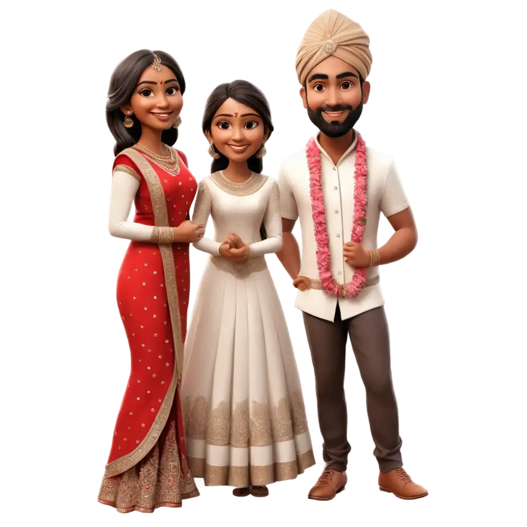 Vibrant-Indian-Wedding-Caricature-PNG-Image-of-Bride-and-Groom-Standing
