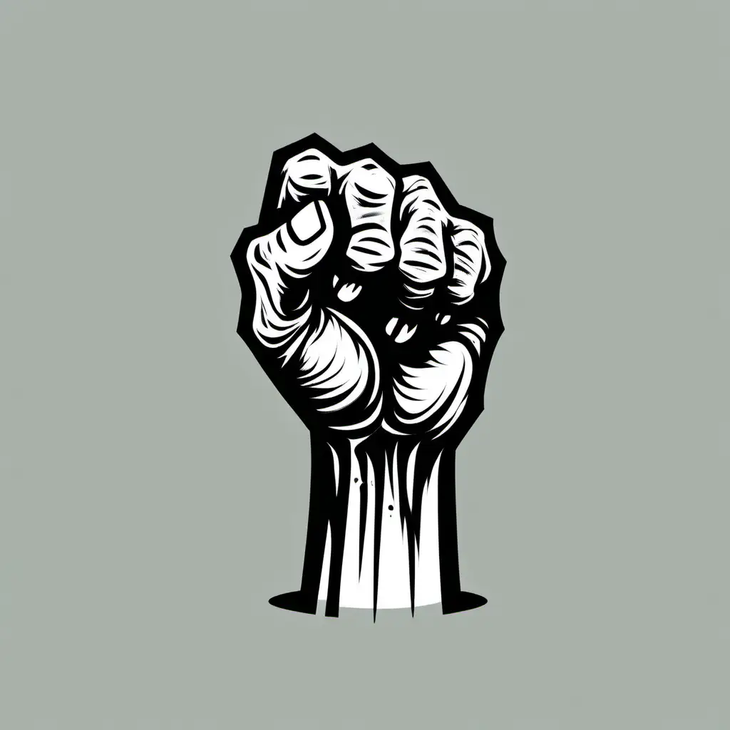 Minimalist Zombie Fist Logo Death Grip with Bone Accent