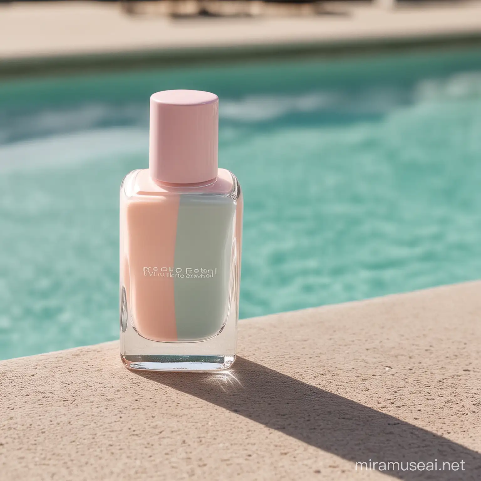 Poolside Relaxation with Vibrant Pastel Nail Polish Bottle
