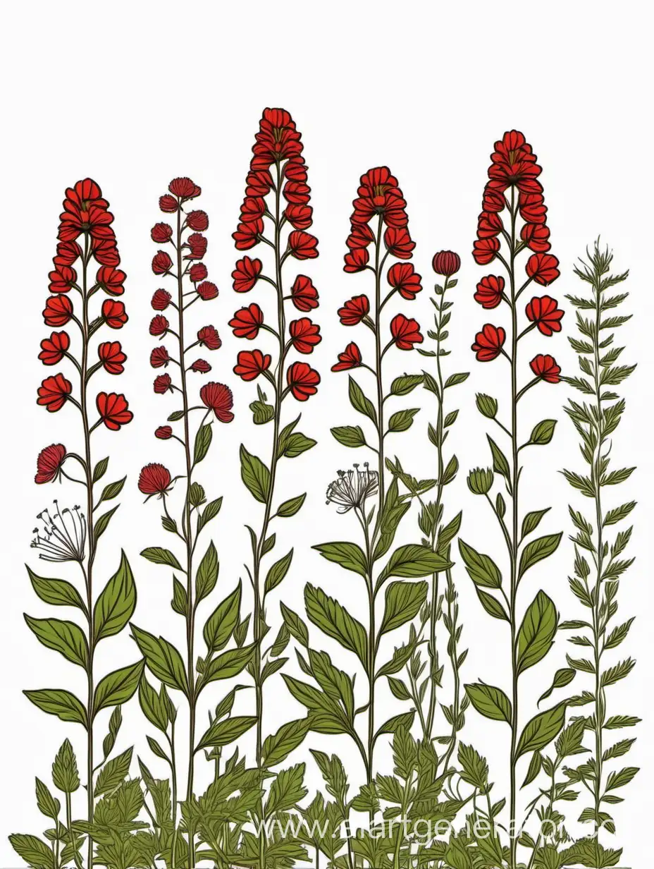 Vibrant-Red-Wildflower-Cluster-Elegant-Botanical-Line-Art-in-4K-Quality