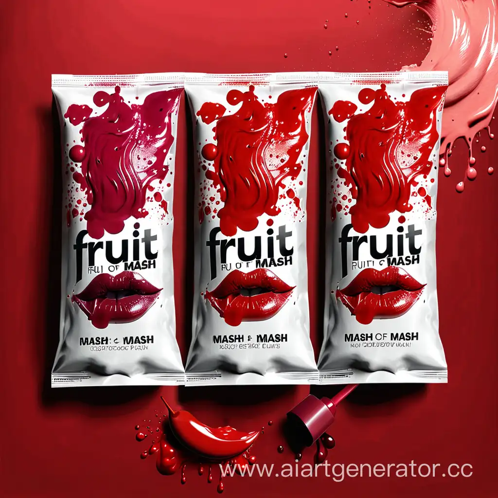 packs of fruit mash with lipstick stain on it
