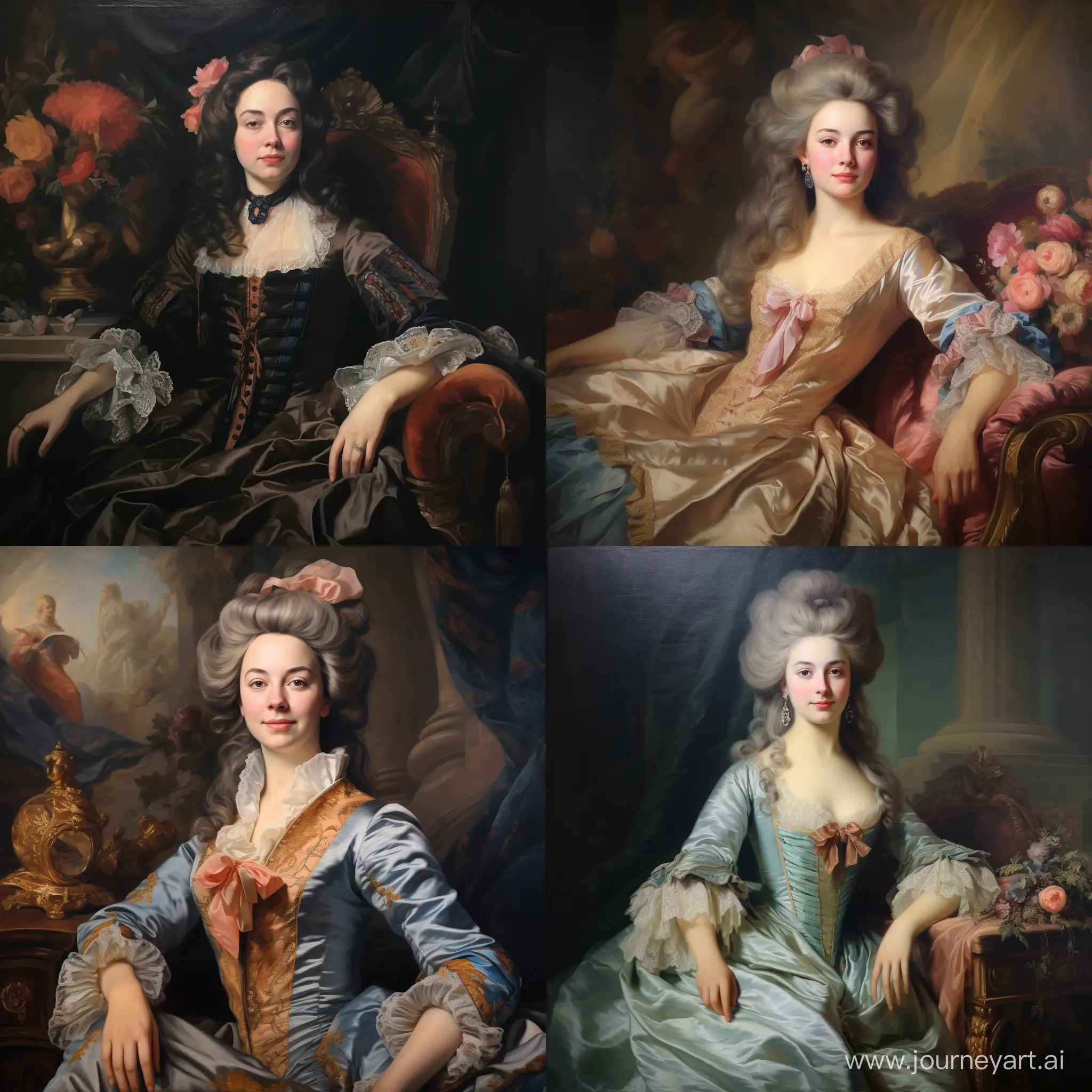 Rococo-Style-Woman-in-Frontal-Oil-Painting