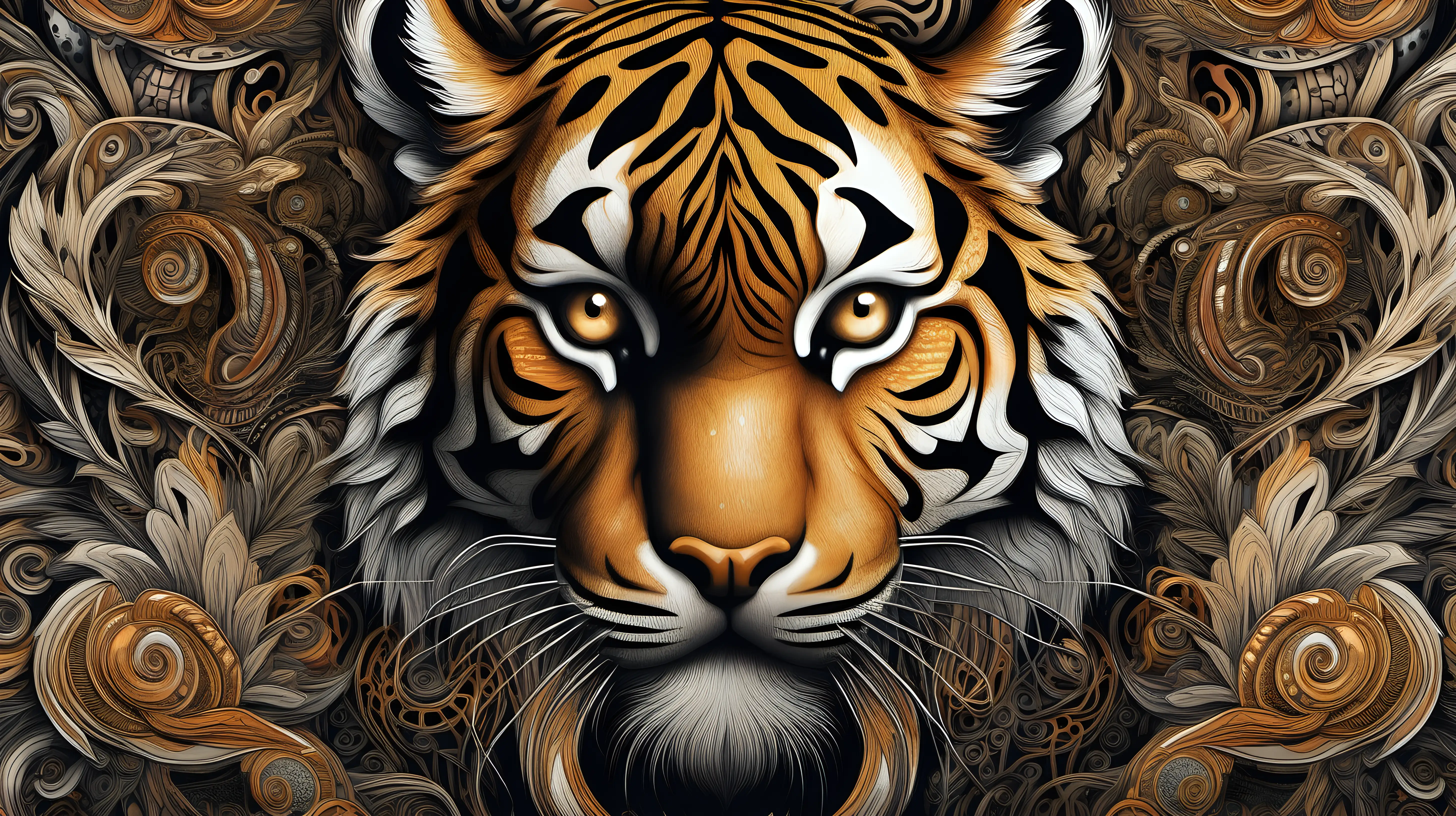 Moody Tiger Portrait on Wooden Board: a Captivating and Ambitious Visual  Experience Stock Illustration - Illustration of intense, correction:  284175809