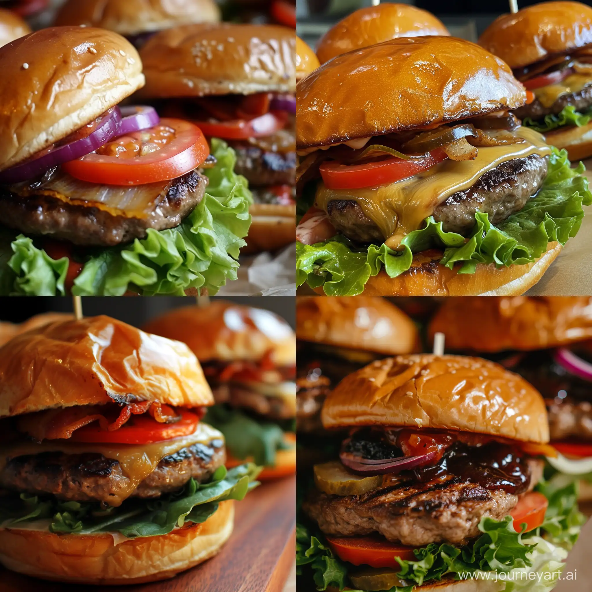 A close up of burgers 