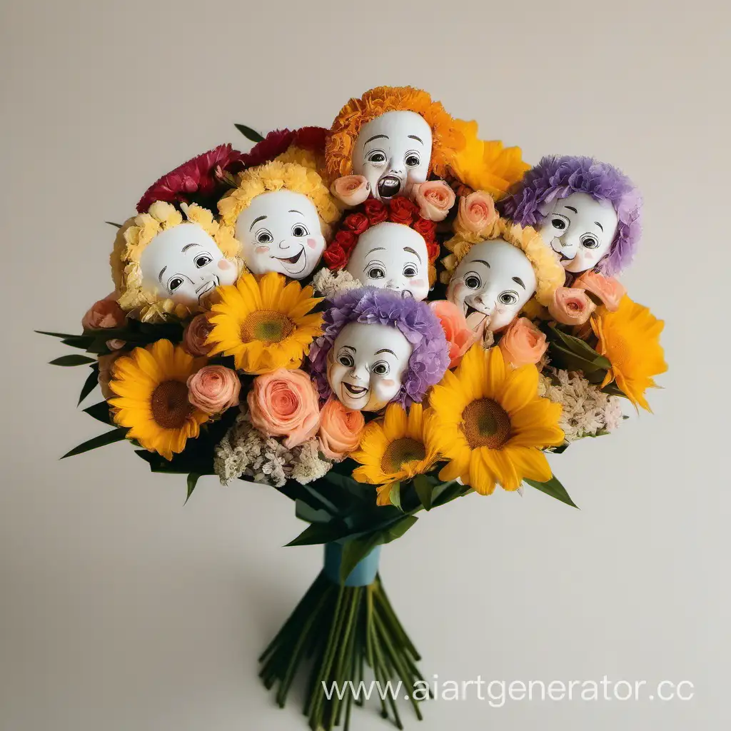 Букет цветов с лицами детей