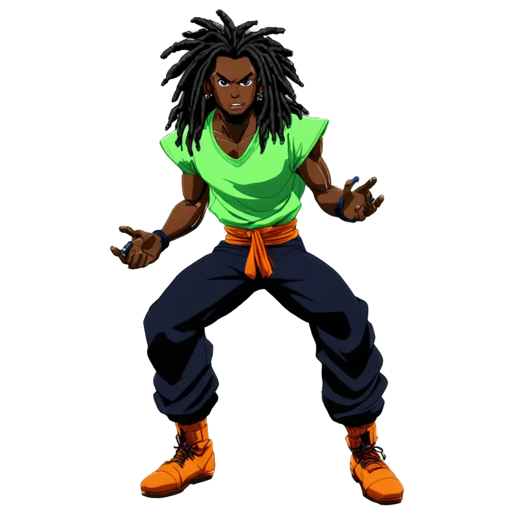 Powerful-Dragon-Ball-Z-Style-PNG-Image-Black-Man-with-Dreadlocks-and-PS4-Controller