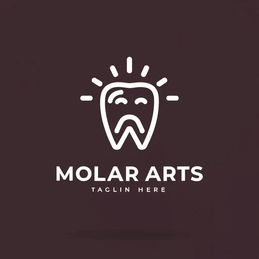 a logo design,with the text "Molar arts", main symbol:shining molar teeth,Minimalistic,be used in Entertainment industry,clear background