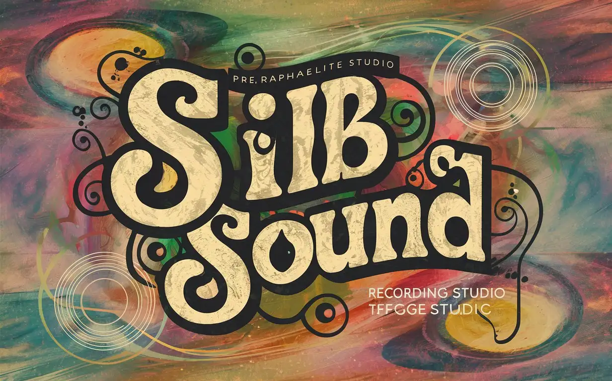 Фон логотипа росписаный шрифт в стиле прераса ломпаса , круги ,название студии звукозаписи SIB SOUND
