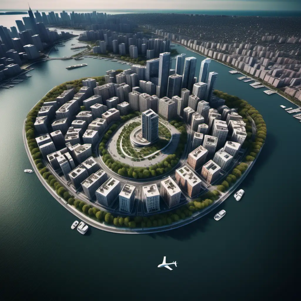Futuristic Urban Landscape Captured through HyperRealistic Drone Photography