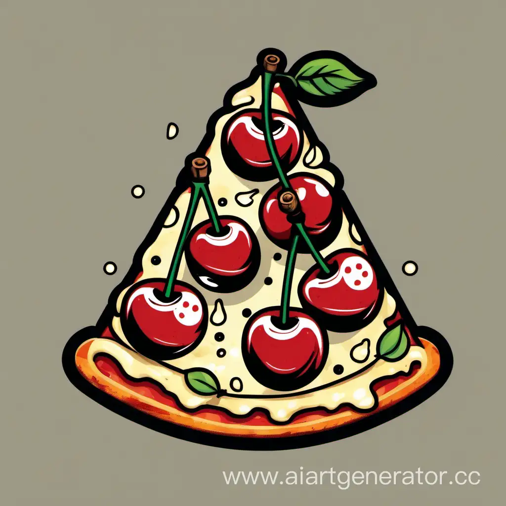 Cherry pizza на черепице в стиле trash polkalogo