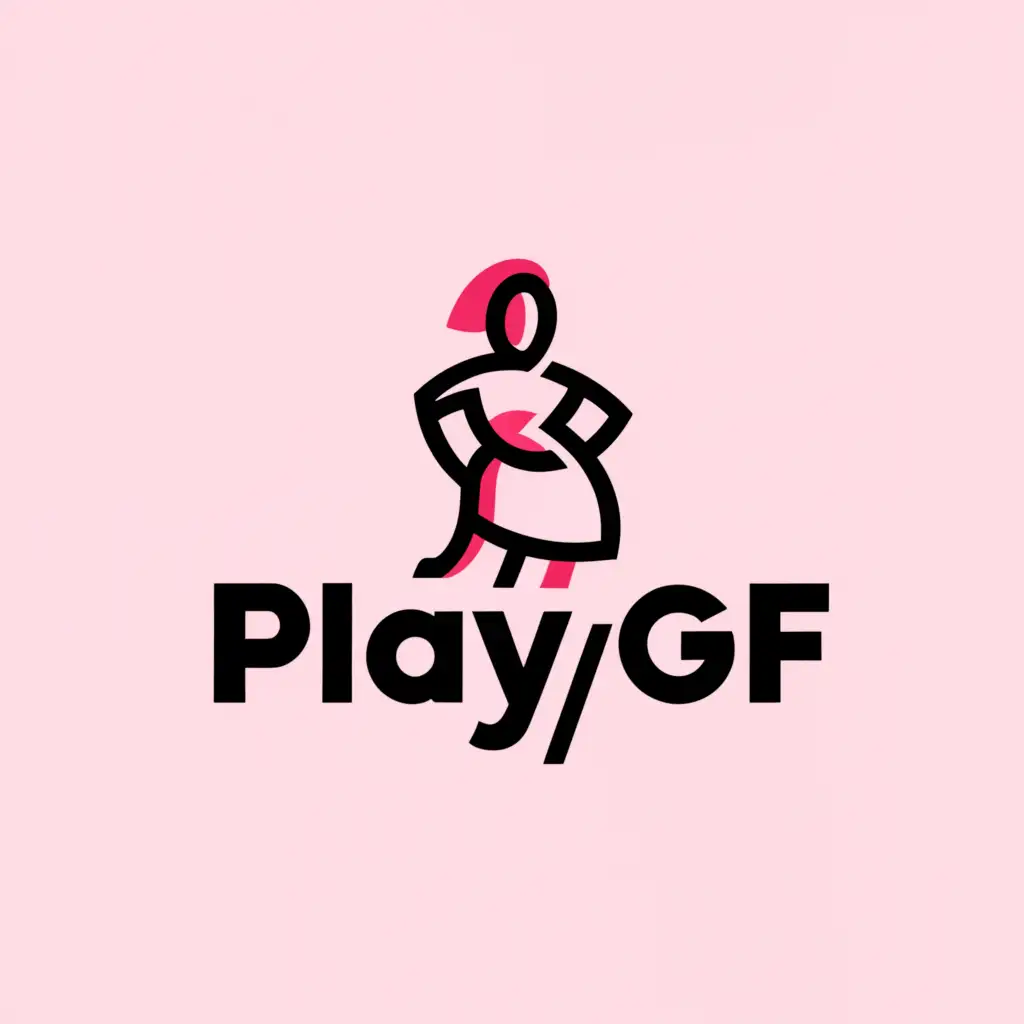 a logo design,with the text "playgf", main symbol:super short skirt cam girl,Moderate,clear background