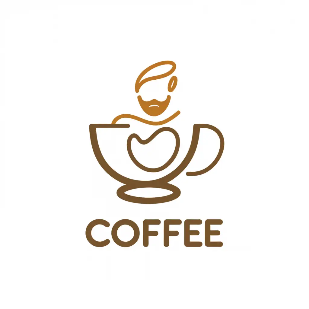 a logo design,with the text "coffee", main symbol:coffee cup and a beard guy,Moderate,clear background