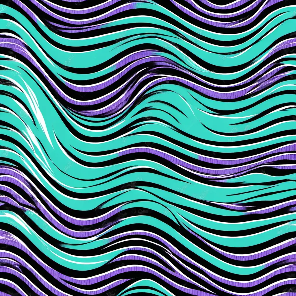 Mesmerizing Wavy Design in Aqua Blue Lavender and Black