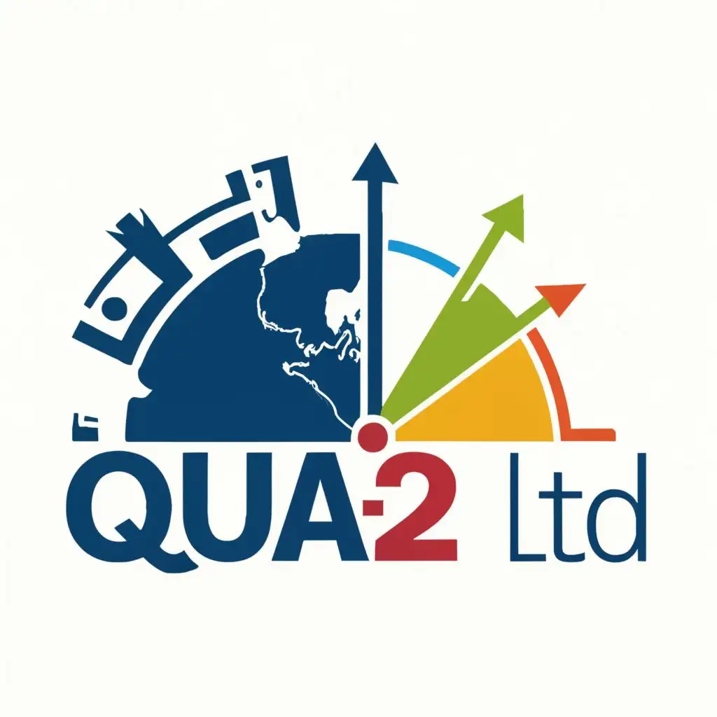 logo, UK and Africa map and a graph, with the text "Qua-2 Ltd.", typography, be used in Finance industry