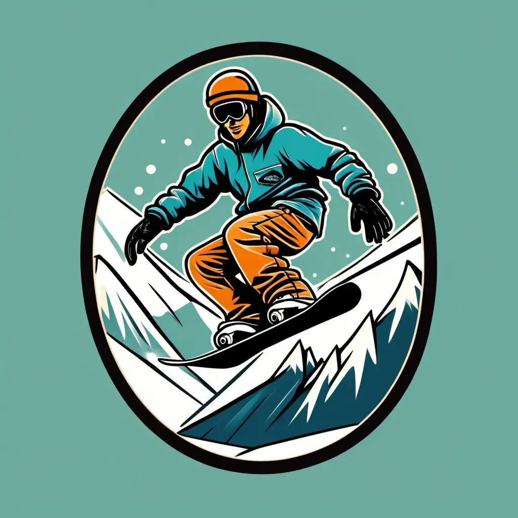 Retro Snowboarder Catching Big Air Vintage Vibe Logo in 3 Colors