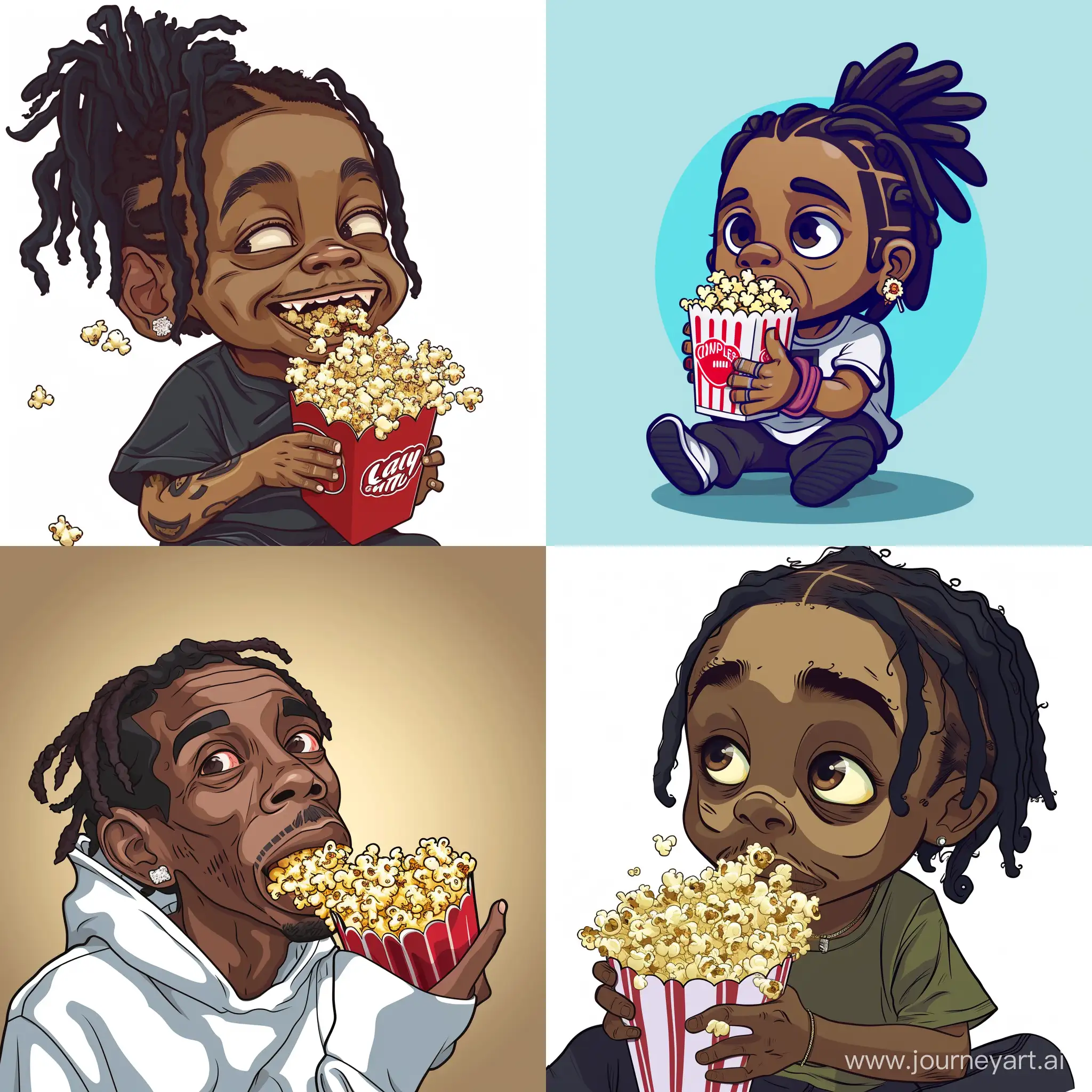 cartoon lil wayne  eating popcorn