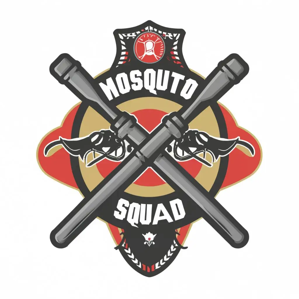 a logo design,with the text "Mosquito squad", main symbol:Police Billy clubs and badge,Moderate,clear background