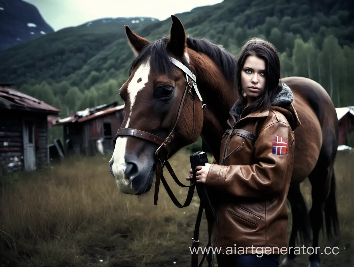 Норвегия, постапокалипсис, девушка, шатенка с лошадью