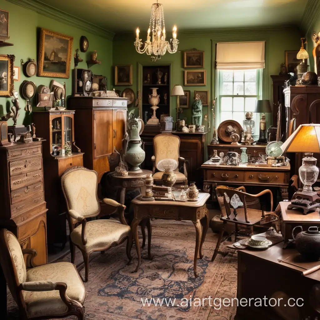 room filled with antiques, 