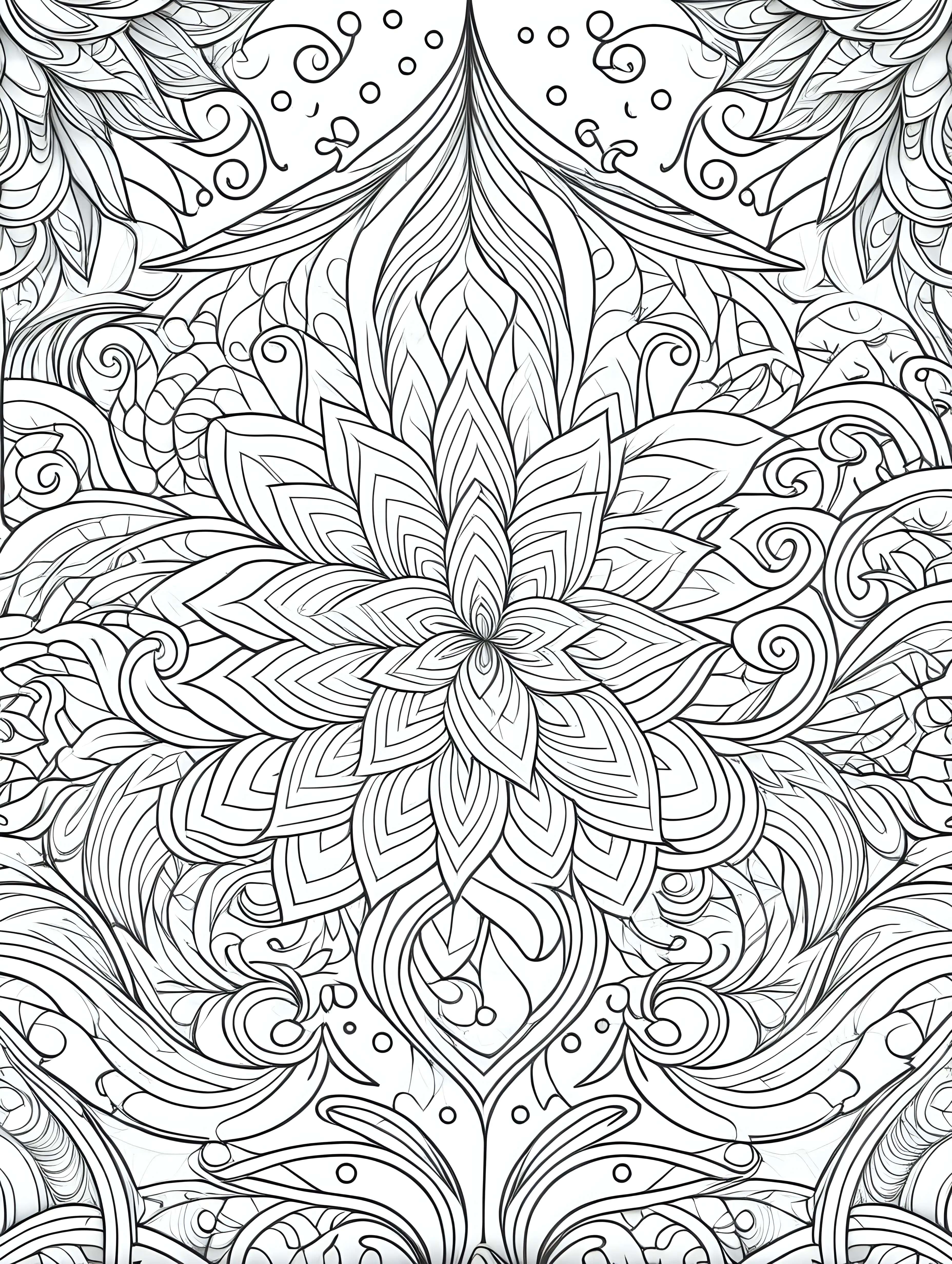 create a seamless magical pattern outline on a white clear background for a adult coloring book