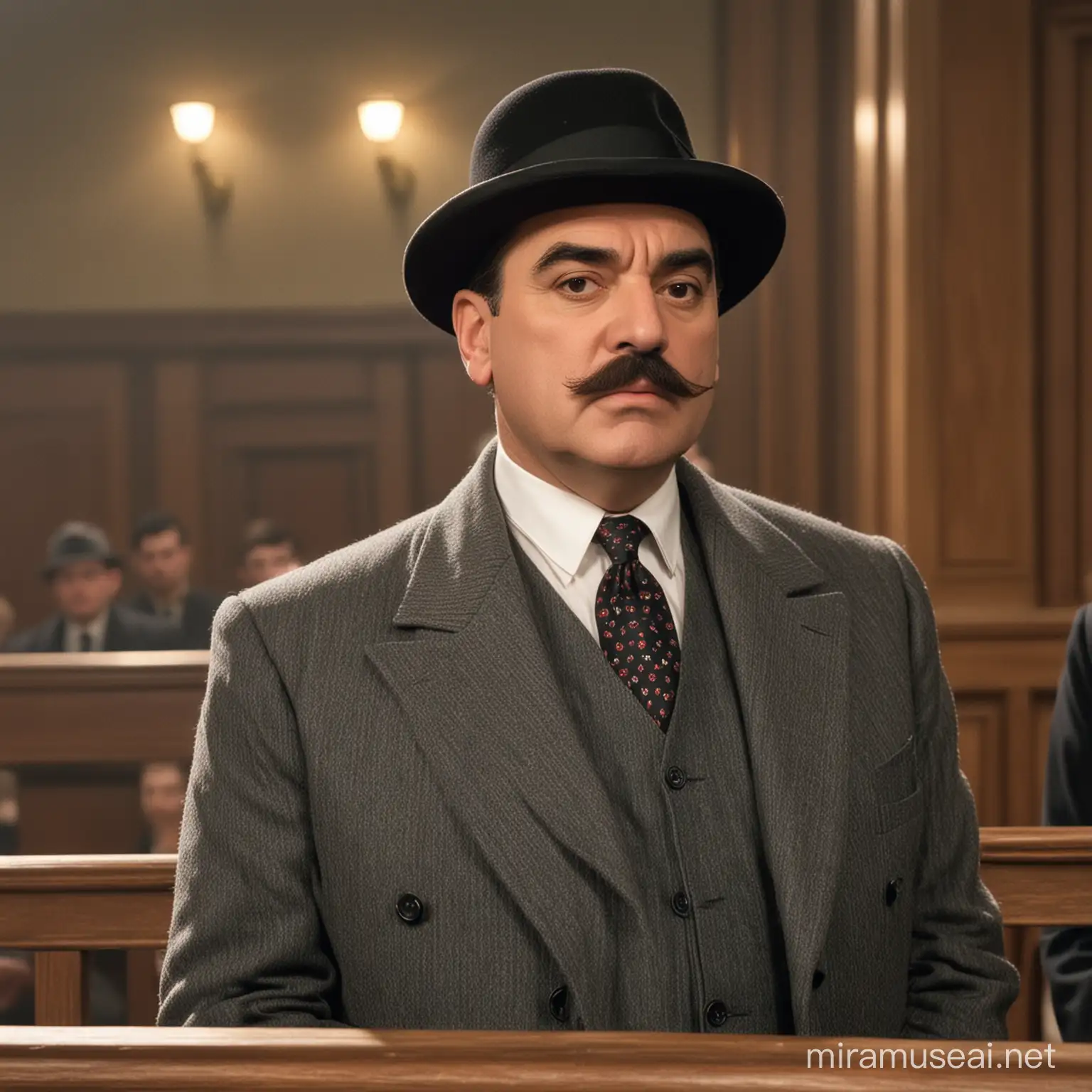 inspector poirot in the courtroom