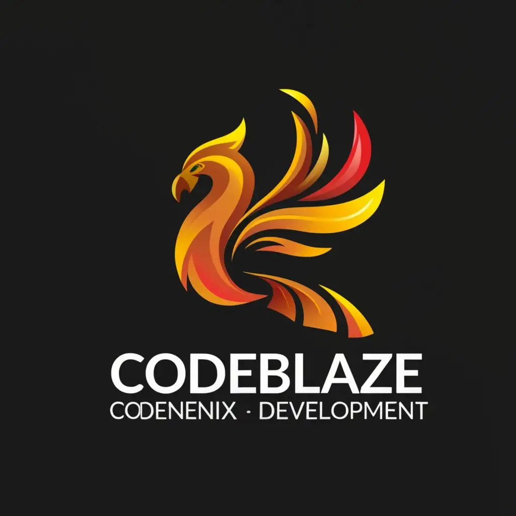 logo, phoenix, with the text "Codeblaze" suggests an intensity and speed in software development, as if the process is on fire with creativity and innovation. "Development" emphasizes the company's main focus: software development. use Red: Represents passion, energy and the burning flame of development.
Orange: Evokes enthusiasm, creativity and warmth, complementing red.
Yellow: Symbolizes optimism, innovation and brightness, adding a feeling of light and energy.