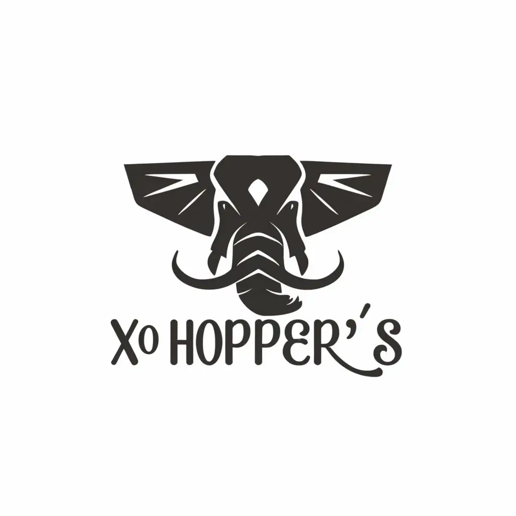 LOGO-Design-For-XO-Hoppers-Elegant-Elephant-Head-Emblem-for-Culinary-Excellence