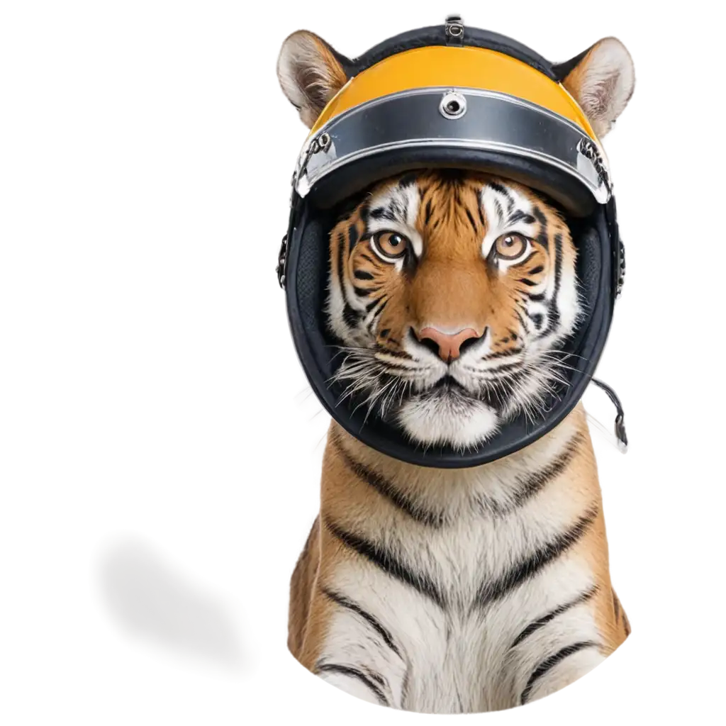 A Tiger Face Wearing a Helmet