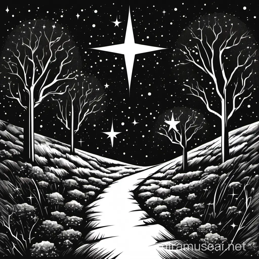 Starlit path banner vector black and white
