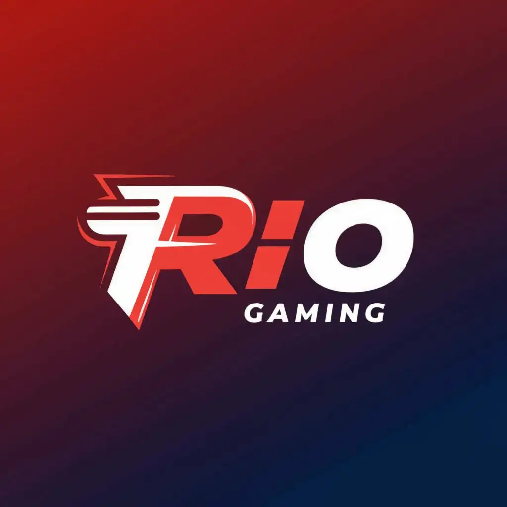a logo design,with the text "Rio Gaming", main symbol:The background is red and dark blue,Moderate,clear background