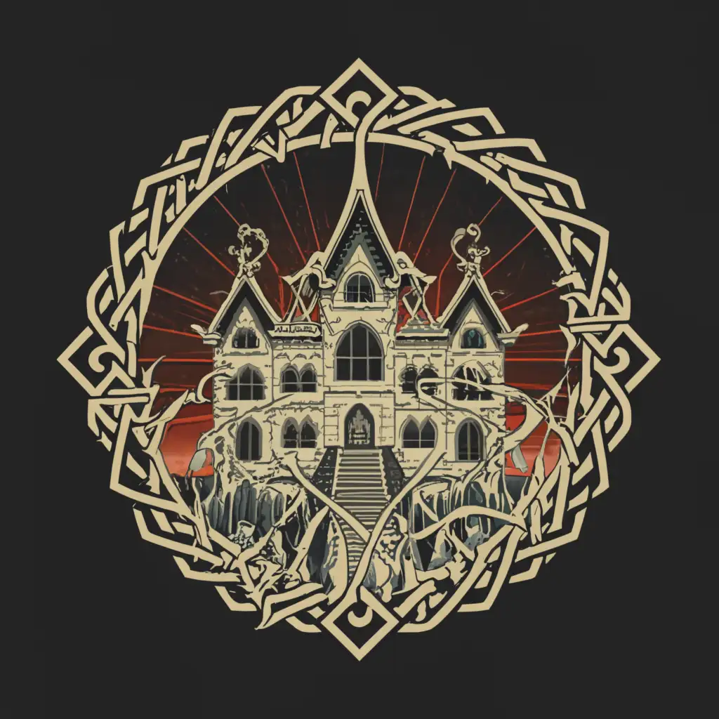 LOGO-Design-For-Dressed-In-Decay-Haunted-House-Sacred-Geometry-with-Moderate-Clarity