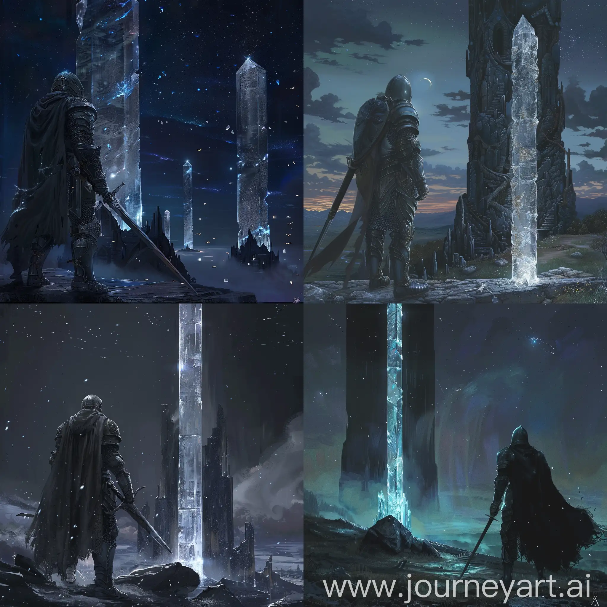 Knight-Guarding-Crystal-Pillar-at-Night-in-Black-Temple