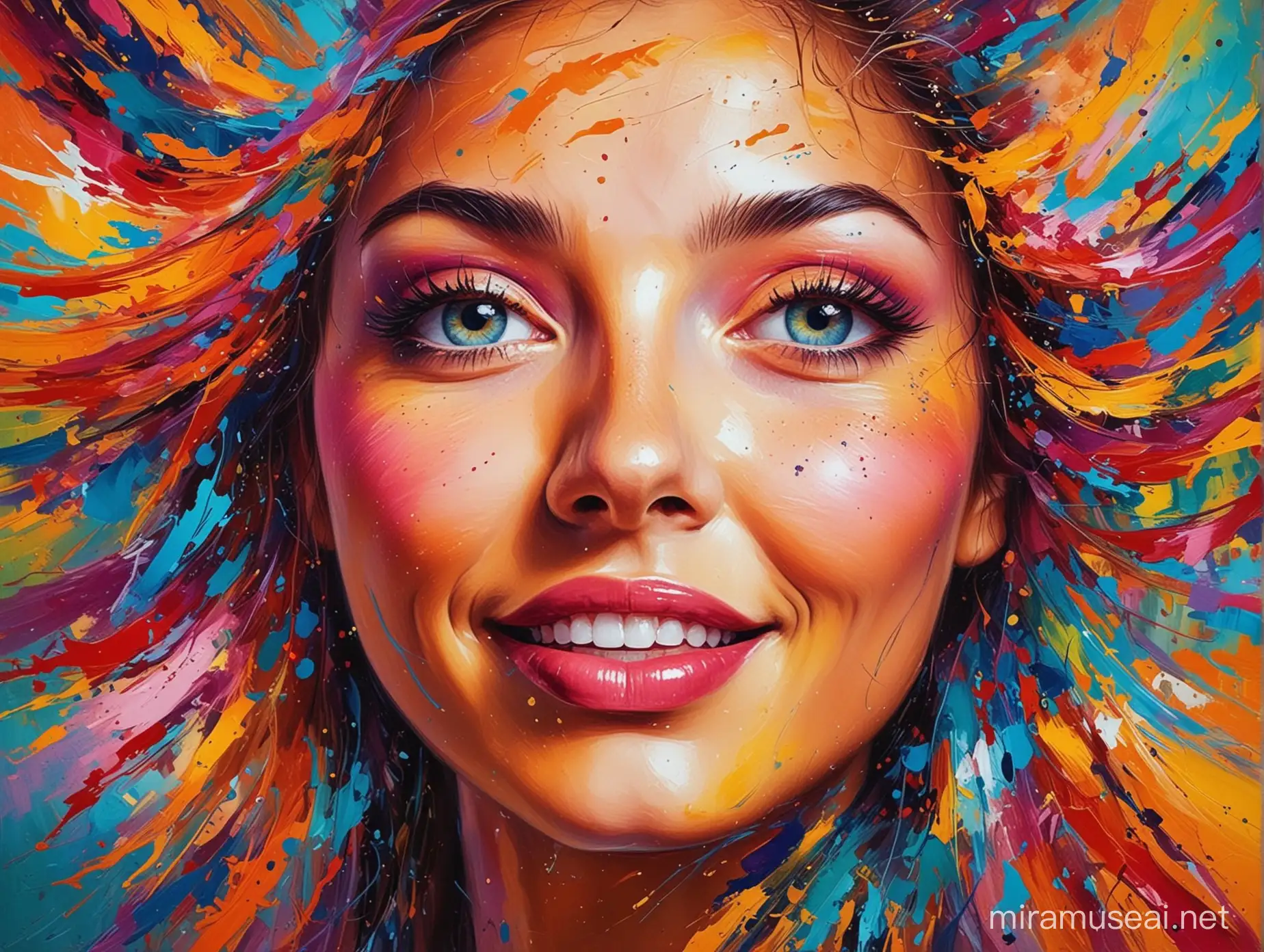 Vibrant Abstract Expression face of joy 